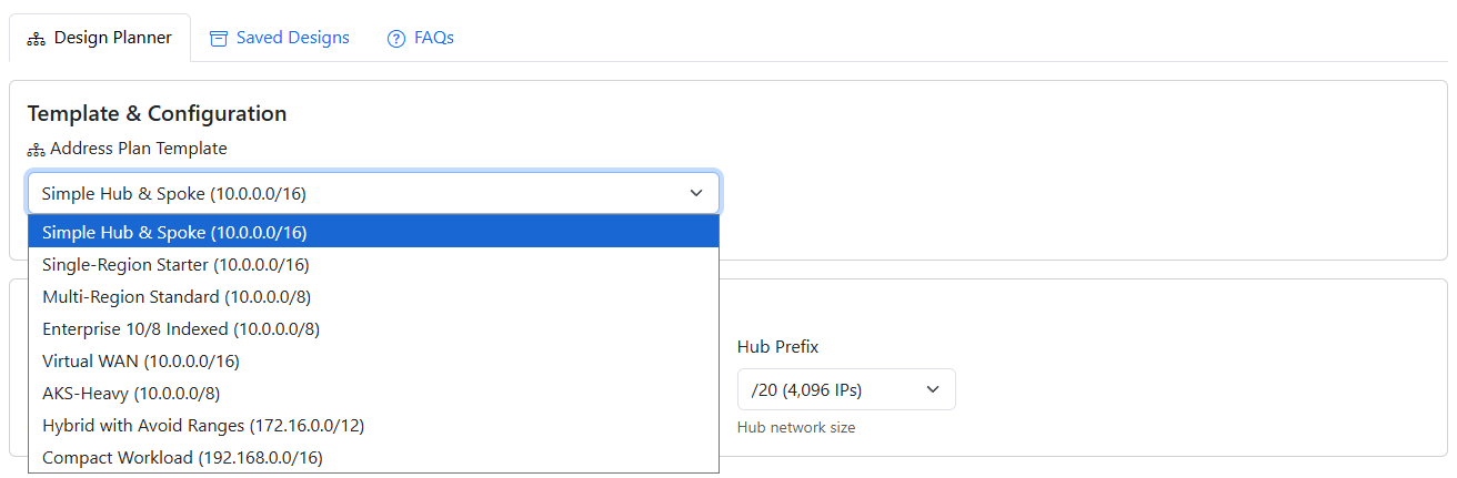 Azure Hub & Spoke Subnet Planner Pick Template